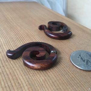 Wooden faux gauge earrings